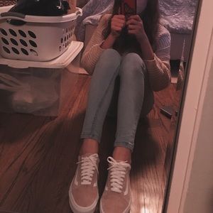 pink suede old skool vans, us women’s sz 8